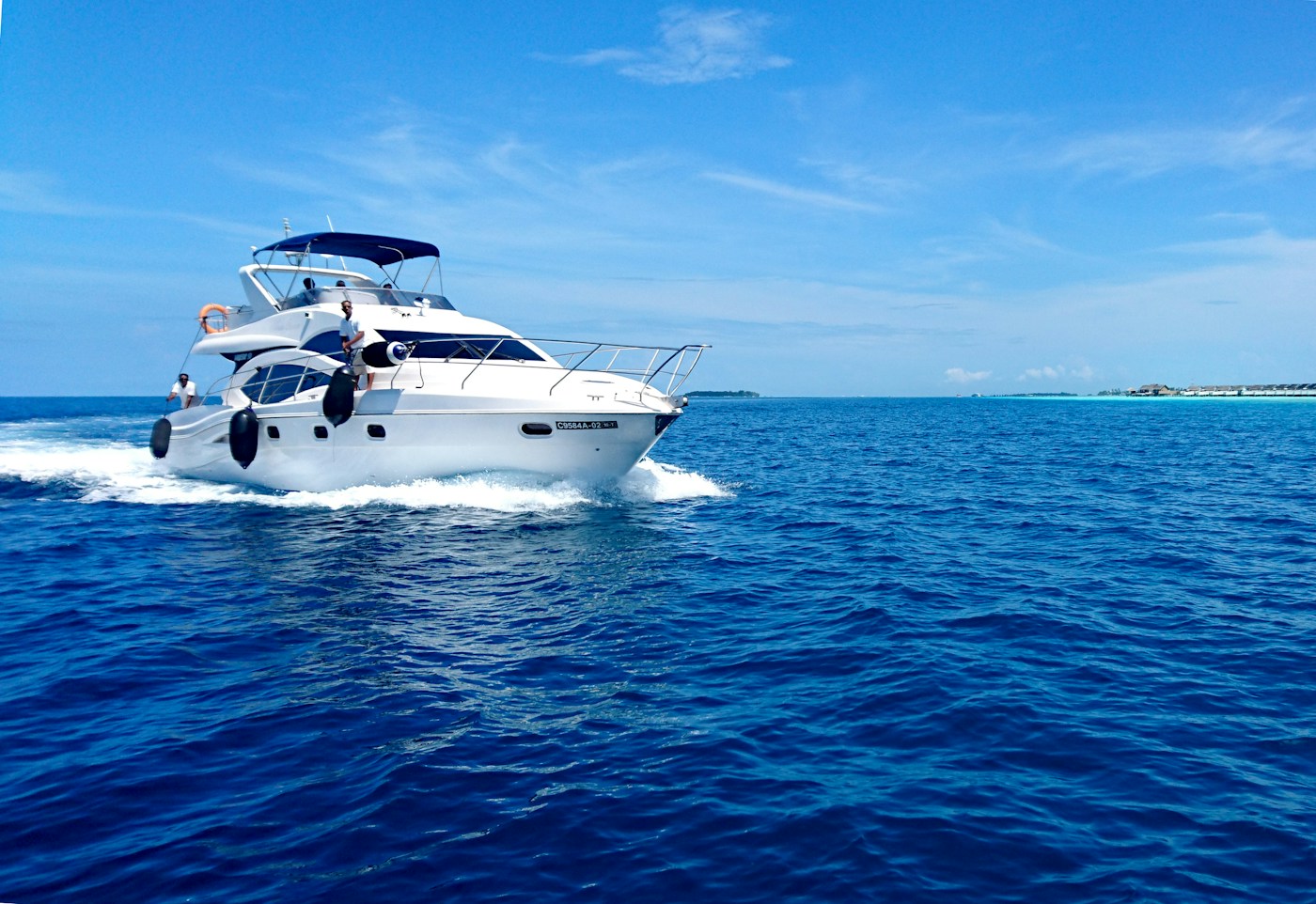 Motor yacht underway at sea